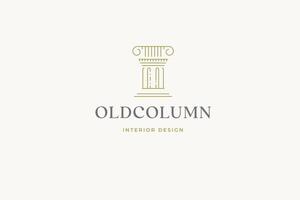Ancient column art history architecture interior designer line minimal logo design template vector
