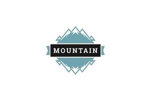Mountain mirror reflection effect retro logo design template camping exploration flat vector