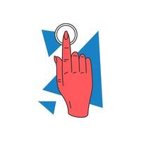 Woman hand finger push circle button pointing choice click concept interface navigate icon vector