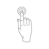 Woman finger click press circle button pointer cursor choice minimalist line art icon vector