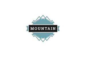 Mountain mirror reflection effect retro logo design template camping exploration flat vector