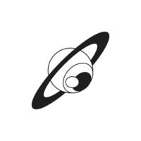 Y2k psychedelic planet eye bullseye with orbit cosmos comic monochrome line retro groovy icon vector