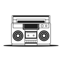 Y2k retro tape record player for music cassette broadcasting monochrome line groovy icon vector