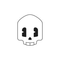 Y2k skull Halloween creepy symbol cartoon element monochrome line retro groovy icon vector