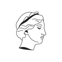 Y2k ancient statue man head classic art monument monochrome line retro groovy icon vector