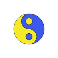 Y2k yin yang symbol cartoon element of balance and harmony groovy style icon flat vector