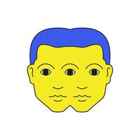 Y2k double man face psychedelic cartoon character groovy style icon flat illustration vector