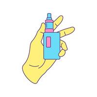 Hand with vape smoking addiction device y2k groovy style icon flat illustration vector