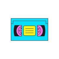 Y2k retro tape cassette for multimedia content cartoon element groovy style icon flat vector
