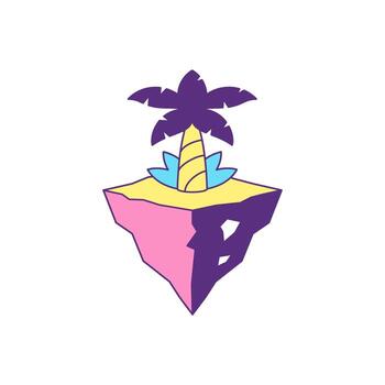 Y2k palm tree on island summer vibes cartoon element trendy groovy style icon flat vector