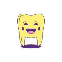 Y2k smiling tooth funny cartoon character comic emoji groovy style icon flat illustration vector