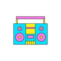 Y2k retro audio tape recorder for music broadcasting cartoon element groovy style icon flat vector