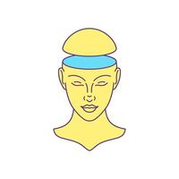 Y2k human head open empty mind psychedelic portrait cartoon character groovy icon flat vector