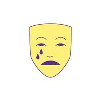 Y2k crying mask carnival face expression cartoon element groovy style icon flat illustration vector