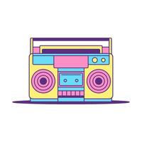 Y2k vintage tape record player music audio broadcasting cartoon element groovy icon flat vector