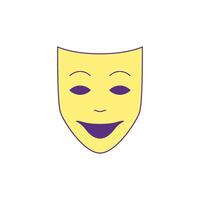 Y2k happy smiling mask fake face cartoon element groovy style icon flat illustration vector