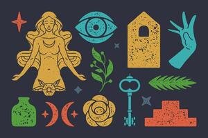 Magic boho goddess of moon with mystical crescent vector