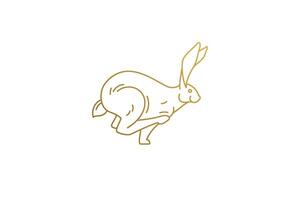 Running rabbit silhouette minimal linear illustration. vector