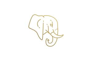 Elephant head side view silhouette linear illustration. vector