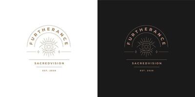Magic eye logo emblem design template illustration in minimal line art style vector