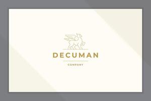 Minimal illustration of outline logo with mythical creature called griffin as symbol of courage line style vector