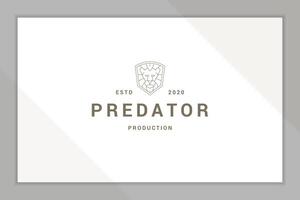 Outline emblem of shield with lion head line style vector