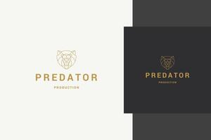 Minimal geometric illustration linear style emblem template of aggressive roaring predator bear head vector