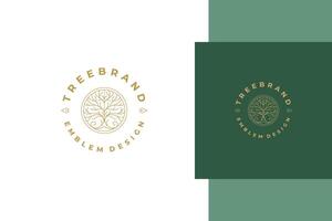 Outline logo of tree in circle line style vector