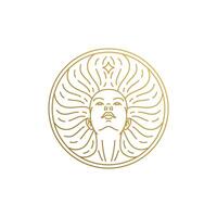 Outline logo of female hand in circle hand drawn with thin lines vector