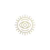 emblem of sun with eye hand drawn with thin lines vector