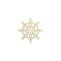 Linear emblem of ship steering wheel hand drawn with thin lines vector