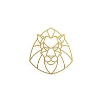 Outline emblem of geometric lion head hand drawn with thin lines vector