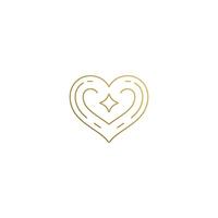 heart logo with star hand drawn with thin lines vector