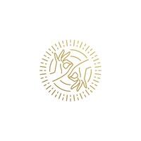 logo of female hands doing Gyan Mudra in circle hand drawn with thin lines vector