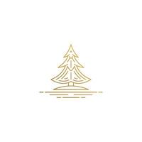 Outline design of conifer tree hand drawn with thin lines vector
