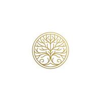 Linear tree icon in circle hand drawn with thin lines vector