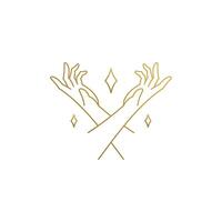 Linear emblem of crossed arms of performer hand drawn with thin lines vector