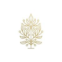 design of growing tree with berries hand drawn with thin lines vector
