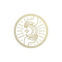 Linear design of hands with star and moon hand drawn with thin lines vector
