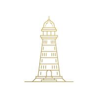 Outline icon of traditional lighthouse hand drawn with thin lines vector