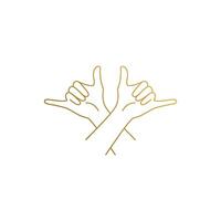 design of crossed arms gesturing shaka hand drawn with thin lines vector