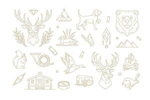 Set of linear signs for nature and travel concept vector