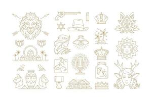 Esoteric and mystic linear symbols set illustrations. vector