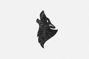 silueta de cabeza salvaje lobo clamoroso ruidosamente como símbolo fauna silvestre mano dibujado sello efecto ilustración. vector