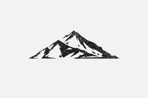 Silhouette mountain range and ravine as symbol of nature exploration hand drawn stamp effect illustration vector