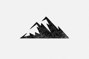 Silhouette mountain range and ravine as symbol of nature exploration hand drawn stamp effect illustration vector