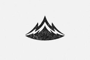 Silhouette mountain range and ravine as symbol of nature exploration hand drawn stamp effect illustration vector