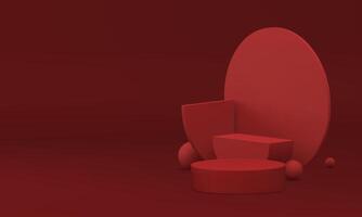 3d podium pedestal red trendy display for product show presentation realistic vector