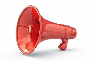 3D megaphone symbol on white background. Announcement concept photo