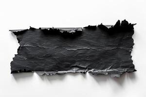 Torn black paper with white background, ideal for banner design. Abstract concept. photo